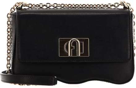 FURLA Leren Schoudertas 1927 Mini Crossbody Wave Nero Zwart
