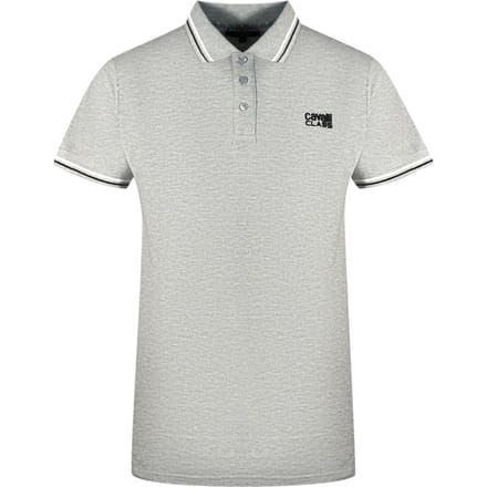 Cavalli Class Dubbel Getippte Kraag Zwart Logo Grijze Polo Shirt
