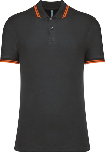 Kariban Gestreepte herenpolo korte mouwen K272 - Dark Grey / Orange - M