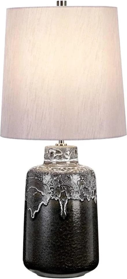 Elstead Lighting LED Tafellamp Woolwich | 1X E27 Max 60W | Textured Graphite, White Glaze and Silver Shade.