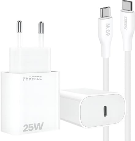 25w usb C adapter met usb C kabel 1 meter - Snellader voor A56 A55 A54 A53 S25 S24 S23 S22 S21 S20