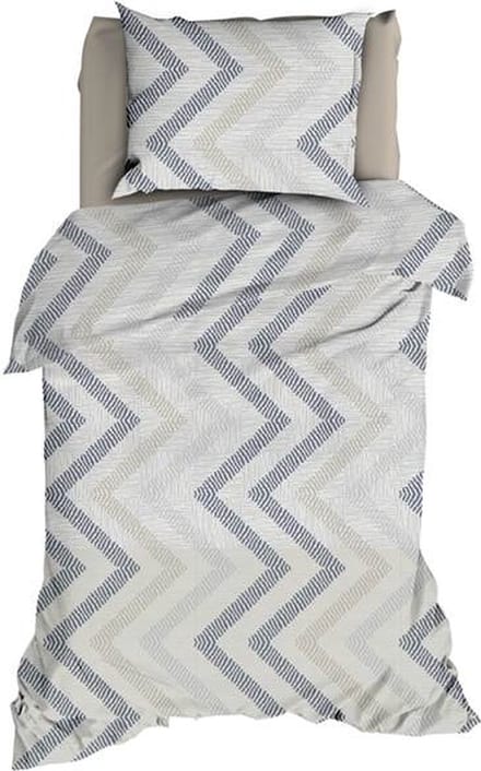 Satin d'Or Ziggo Dekbedovertrek - Eenpersoons - 140x200/220 cm - Grijs/Blauw