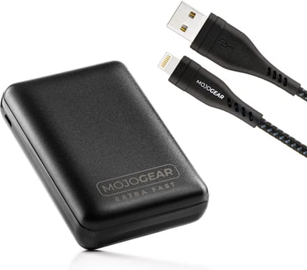 MOJOGEAR MINI EXTRA FAST 10.000 mAh powerbank met Apple Lightning naar USB kabel Extra Sterk