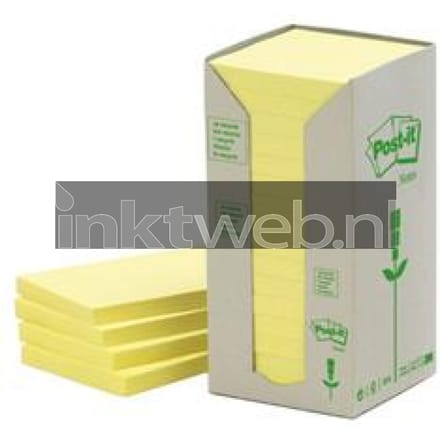 3M Post-it memoblok Recycled Tower, 76x76mm, geel, pak à 16 stuks