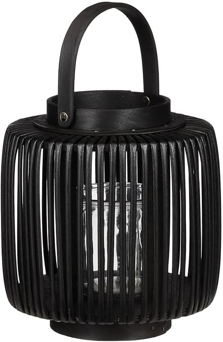 Branded by -RE001- Windlicht Hazel zwart - hout - polyester - glas - gerecycled
