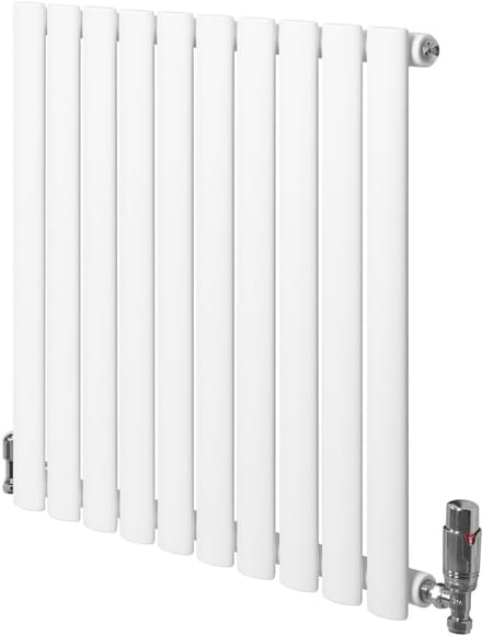 Ovale radiator 1 kolom - 600x600 mm - wit - thermostaatkraan