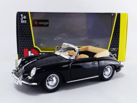 Replica Porsche 356 Cabriolet Modelauto 1961 Schaal 1:24 - Zwart