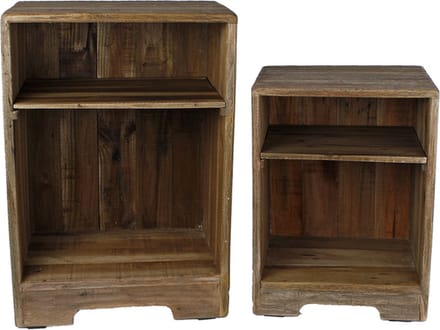 Meubels - Set Van 2 Bijzettafel "mees" Naturel Hout 45x30x65cm
