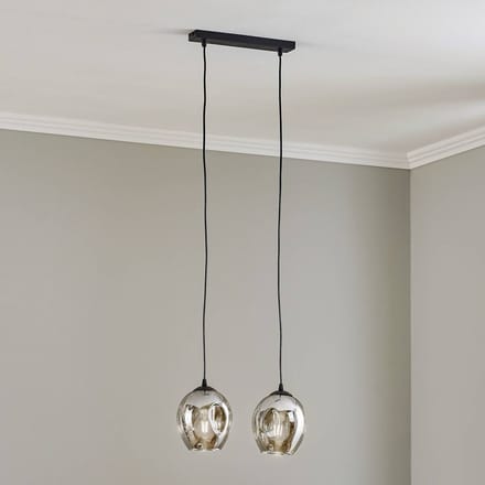 EMIBIG LIGHTING Hanglamp Starla 2-lamps, glas grafiet