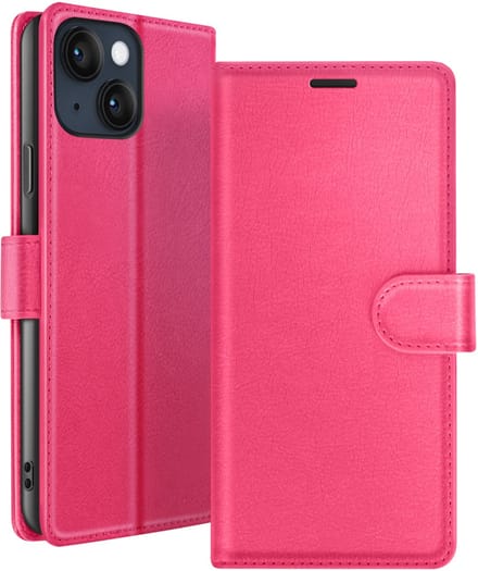 Zanae, Hoesje geschikt voor iPhone 14 - Wallet Case & Magneetsluiting, Fuchsia