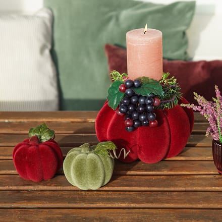 Mini-pompoendecoratie gevlokt – geassorteerd in herfstkleuren 9,5 cm 3