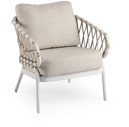 Tierra Outdoor Tuinstoel Natal - Low Dining Tuinstoel - Creme White - Met kussens - 1 Stoel