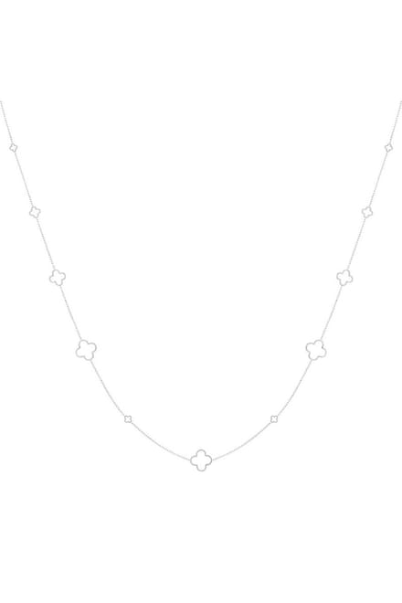 Ketting lang klavertjes Zilver Stainless Steel