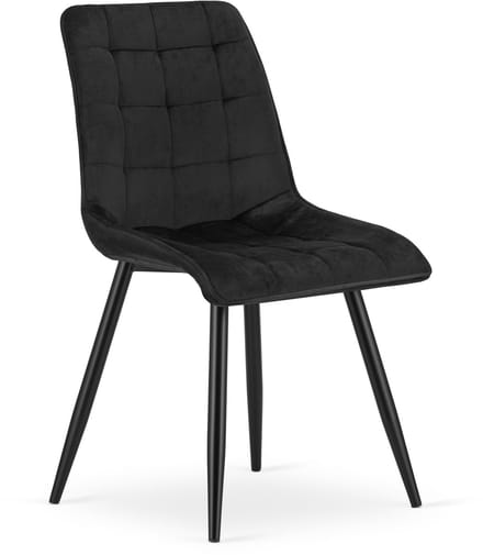 Eetkamerstoel – Fluweel zwart – Zwarte metalen poten – Modern design – SPLIT