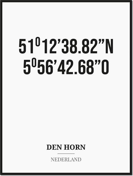 Poster/kaart DEN HORN met coördinaten