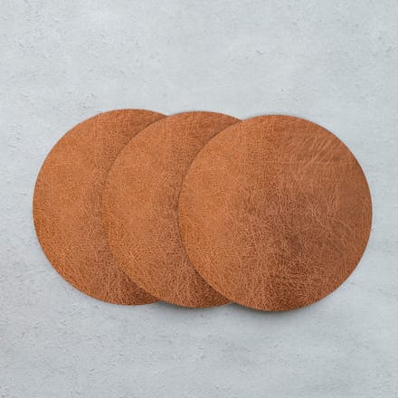 GR onderzetters voor glazen - Leather Brown - Vinyl - 6st