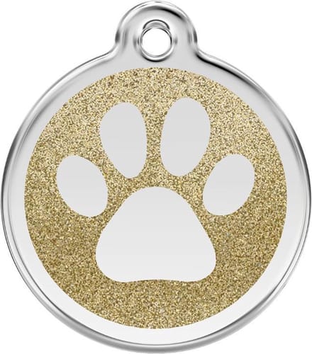 Red Dingo Hondenpenning 30 mm pootje glitter goudkleurig