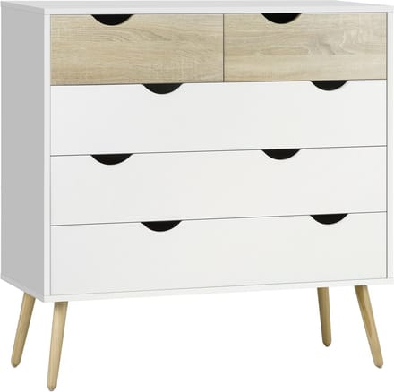 HOMCOM Ladekast - Spaanplaat - 99x39x101cm - Wit, Eiken
