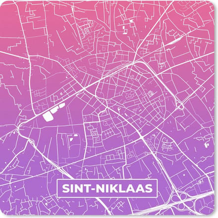 Muismat 20x20 cm - Mousepad Sint-Niklaas - Stadskaart - België - Muismatten