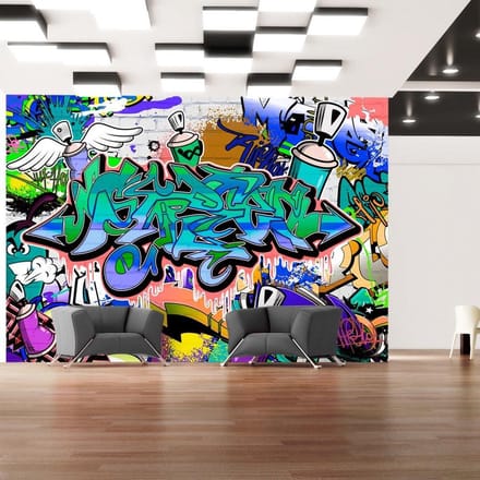 Fotobehang - Graffiti: blue theme