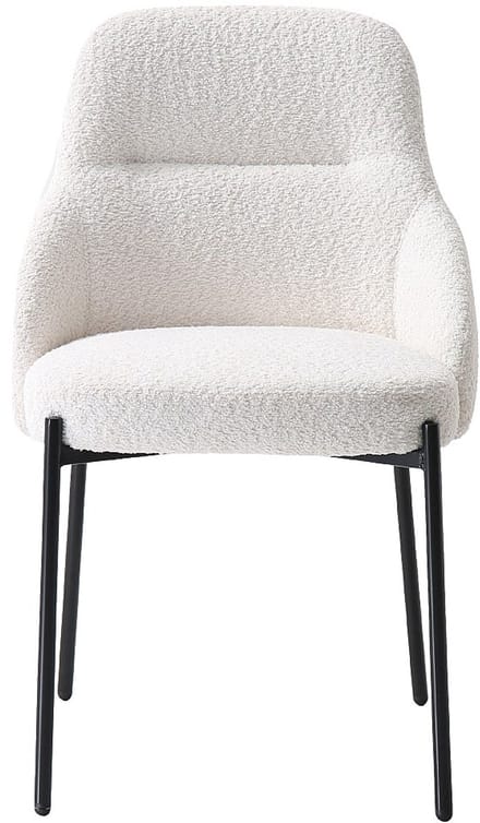 Vente-unique Set van 2 stoelen in bouclé en zwart metaal - Wit - LIAMONA