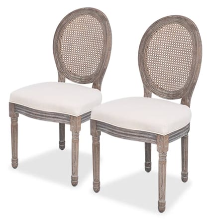 vidaXL - Eetkamerstoelen - 2 - st - stof - crèmekleurig