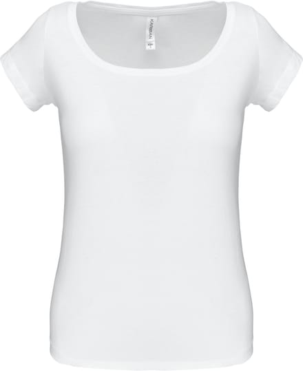 Kariban Dames-t-shirt korte mouwen met boothals K384 - White - M