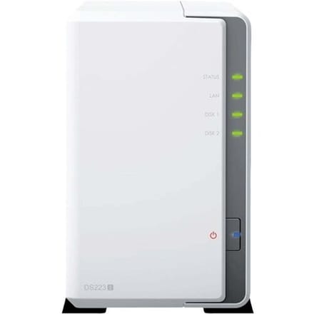 Synology DiskStation DS223J NAS-serverbehuizing 0 GB 2 Bay Aan/uit-schakelaar, 3x USB 3.2 Gen 1 hub (USB 3.0), RAID-geschikt DS223J