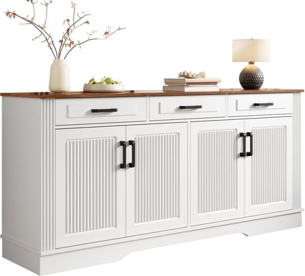 Clruro Dressoir - 160 x 40 x 75 cm - met deuren en reliëffront - MDF - Wit