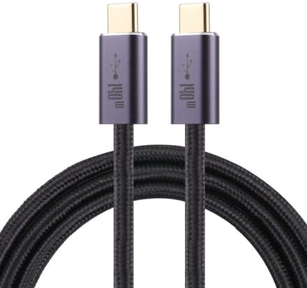 140W USB-C naar USB-C Gevlochten Kabel adapter - USB 2.0 - Snelladen en Dataoverdracht - Type-C naar Type-C - 2 meter - zwart
