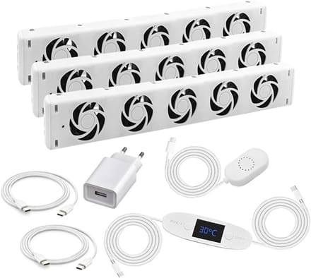 Verwarming Ventilator - Radiator Booster - Energie Besparen - Automatische Temperatuurregeling - 47 cm Lengte - Wit