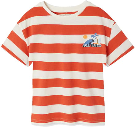 Vertbaudet T-shirt jongen met brede strepen en borstmotief