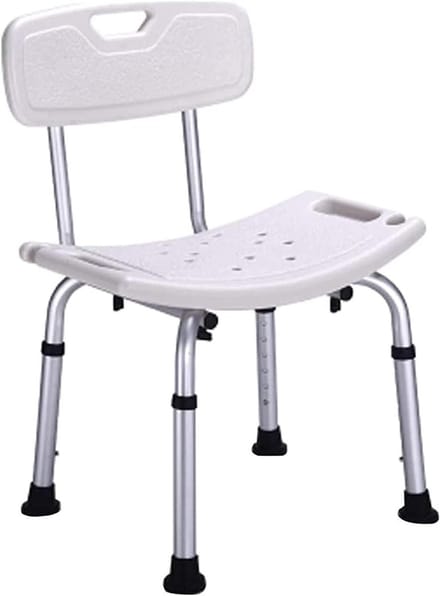 Douchekruk met Rugleuning - Badstoel Hulpmiddel - Veilig Douchen - Verstelbare Hoogte - 150 kg draagvermogen - Wit
