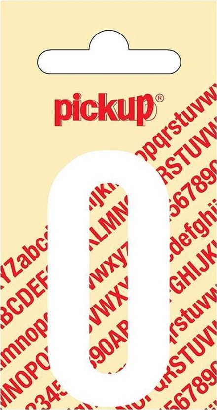 Pickup plakcijfer Nobel 60 mm wit 0 - 310120600