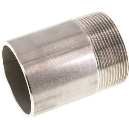 R 2'' Buitendraad x 60.3mm RVS Pijpnippel met Las uiteinde 20 Bar DIN 2982 - 80mm - FL2S-MS-ST-200R-60P3-80L