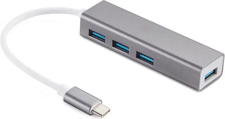 NÖRDIC USBC-N1184, Mini USB-C HUB 4-poorten USB 3.1, Aluminium, Space grey