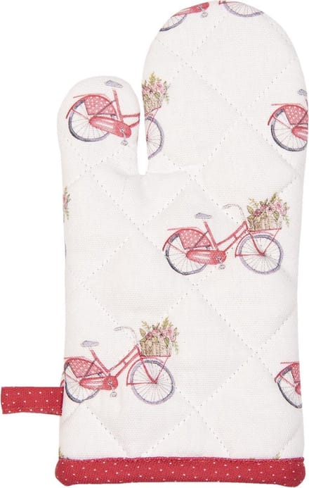 Clayre & Eef Kind Ovenwant 12x21 cm Rood Wit Katoen Fiets