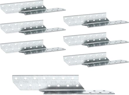 Sparrenpettenanker - Balkverbinder Hoek - Houtconstructies Bouwen - Dubbel Brede Plaat - 170 x 32 mm - Metaal