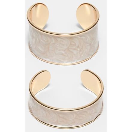 Stradivarius Set van 2 geëmailleerde armbanden  Ecru OS
