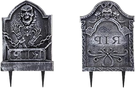 Grafsteen Decoratie - Grafsteen Prop - Halloween Versiering - Met RIP Tekst - 24 x 41 cm - Grijs