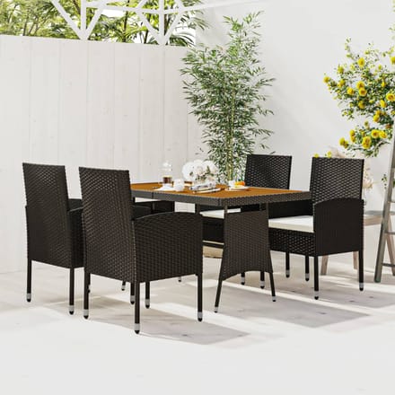 vidaXL - 5-delige - Tuinset - poly - rattan - zwart