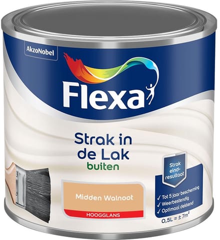 Flexa - Strak In De Lak Buitenlak Hoogglans - Midden Walnoot - Mengverf - 500 Ml