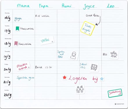 GreenStory - Sticky Whiteboard - Familieplanner Medium - Whiteboardfolie