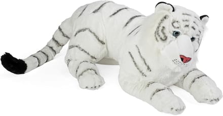 Pluche tijger - Knuffeldier groot - Spelen en knuffelen - Realistisch design - 76 cm - Wit