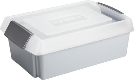Sunware opslagbox - 30 liter - grijs - 60 x 40 x 17 cm - kunststof - met afsluitbare extra hoge deksel