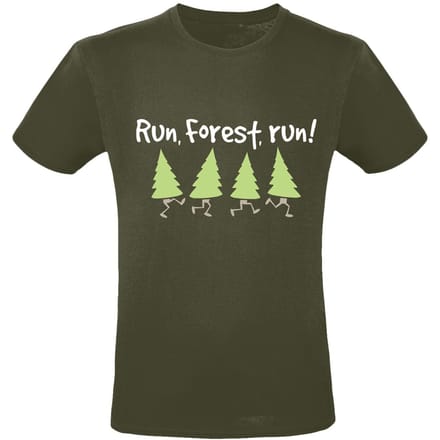Sprüche - Fun T-shirt - Run, Forest, Run! - M tot XXL - voor Mannen - kaki