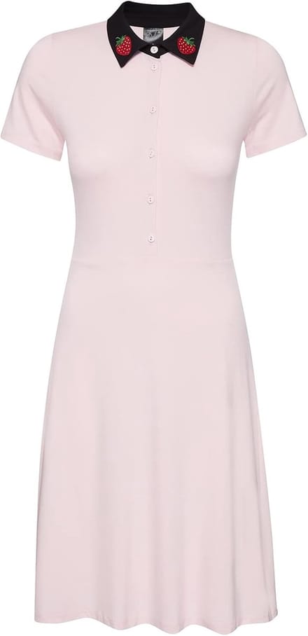 Klassieke Jurk met Kattendesign Roze-Zwart