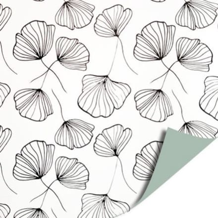 2 Kleine rollen - Cadeaupapier 30 cm - Celebrate Nature - Wit-Zwart