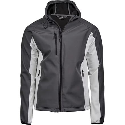 Tee Jays - MenÂ´s Hooded Lightweight Performance Softshell Jacket - Dark Grey (Solid)/Off White maat XXL