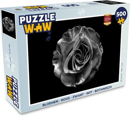 Puzzel Bloemen - Roos - Zwart - Wit - Botanisch - Legpuzzel - Puzzel 500 stukjes